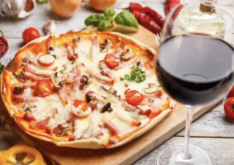 pizza and wine